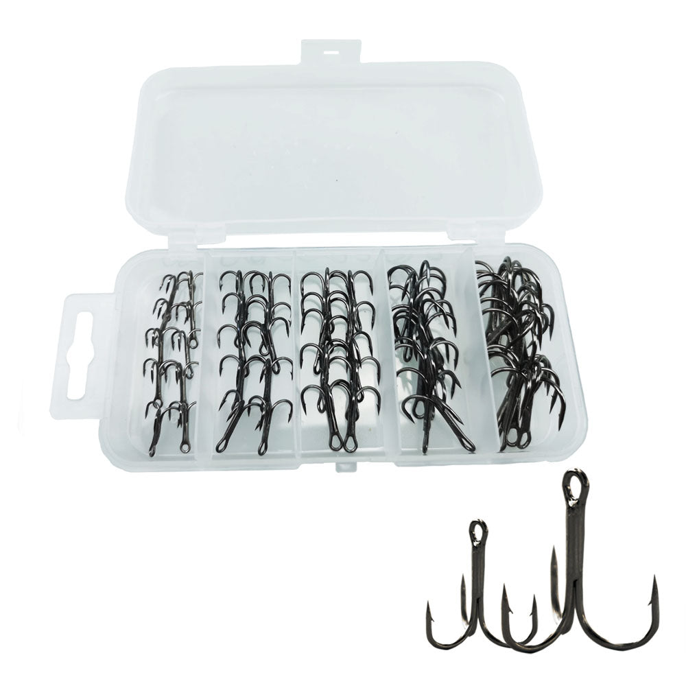 Drasry Fishing Treble Hooks Set For 5 Different Size 50pcs/Box Size #2 To #10