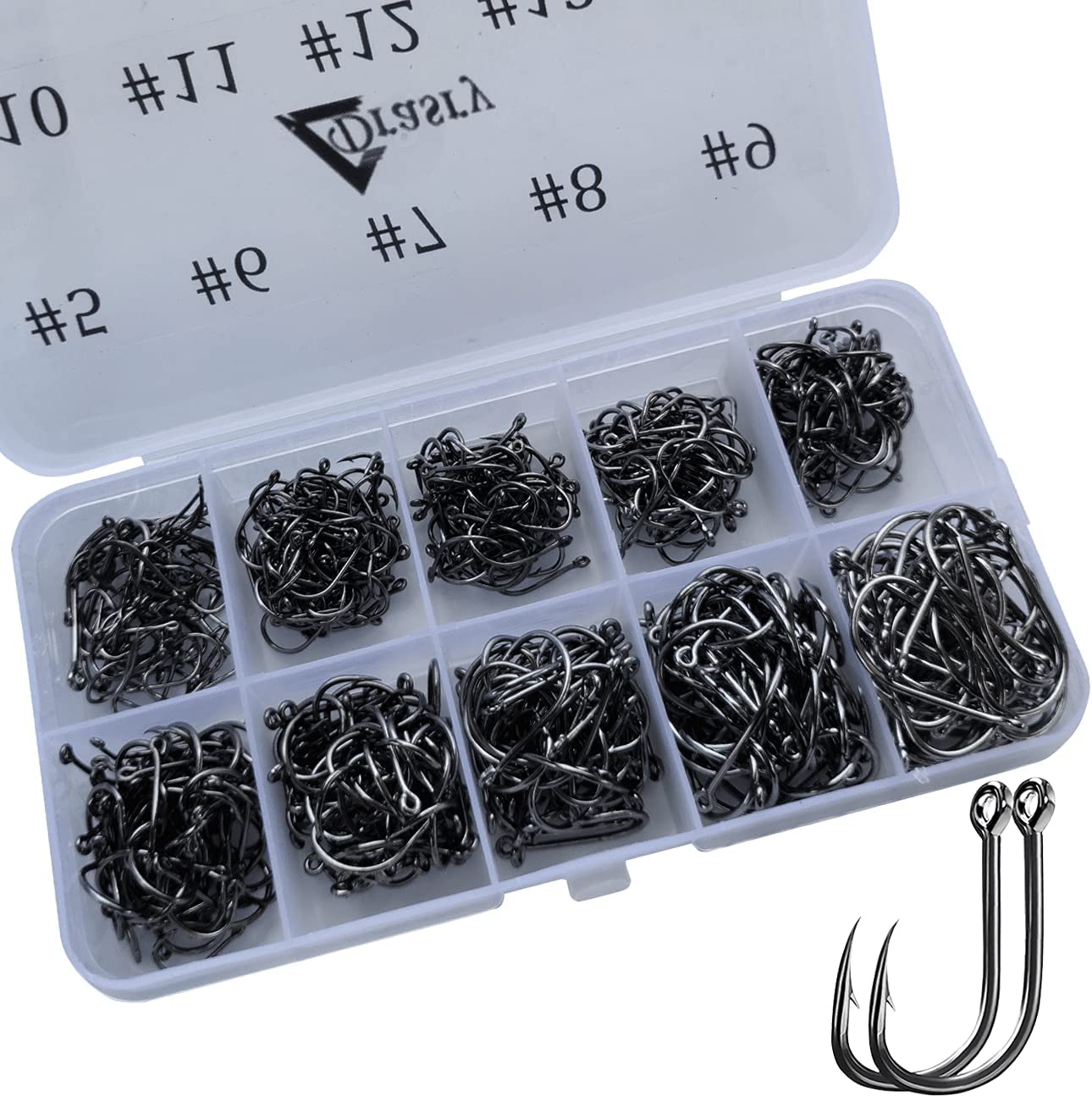 Fishing Hook 500Pc High Carbon Steel Silver Fish Hook with Box 3#-12#  Strong Barbed Fishing Tackle Fishing Hook Set