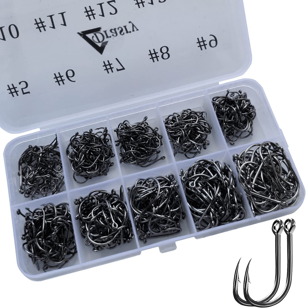 Barbless Fishing Hooks 500pcs Fishing Hook Set - 10 Different Sizes Circle Hooks In Storage Box 2 Size Octopus/Circle Hook Fishing Hooks - Foto 2