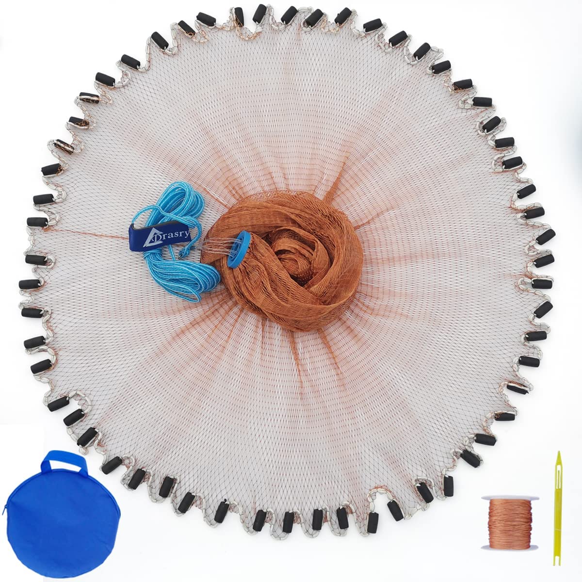 Drasry Fishing Cast Net with Heavily sinkers