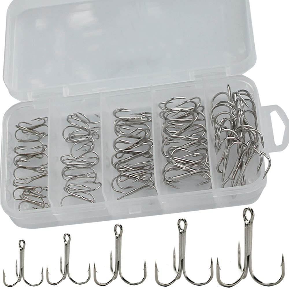 Drasry Fishing Treble Hooks Set For 5 Different Size 50pcs/Box Size #2 DRASRY Drasry Fishing Treble Hooks Set For 5 Different Size 50pcs/Box Size #2 DRASRY