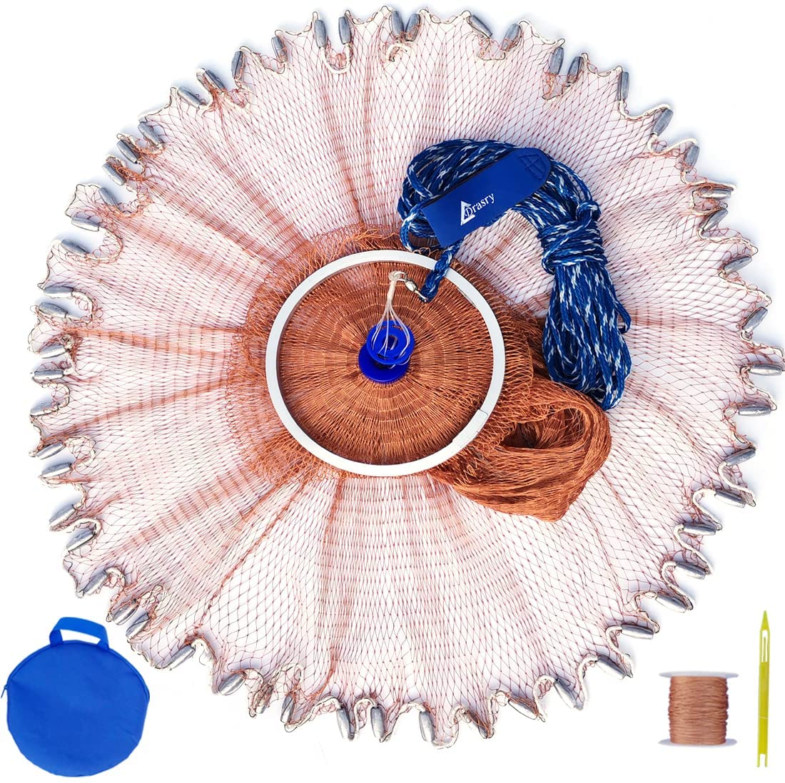 Drasry Saltwater Fishing Cast Net with Aluminum